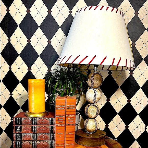 Vintage Baseball Table Lamp with Red Stitch Shade – Americana Sports Decor - Picture 15 of 15